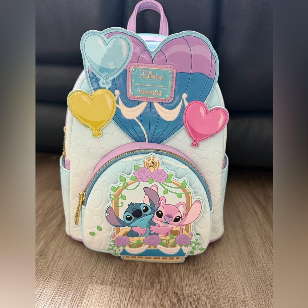 NWT Loungefly Disney Stitch & Angel Hot Air Balloon Mini Backpack